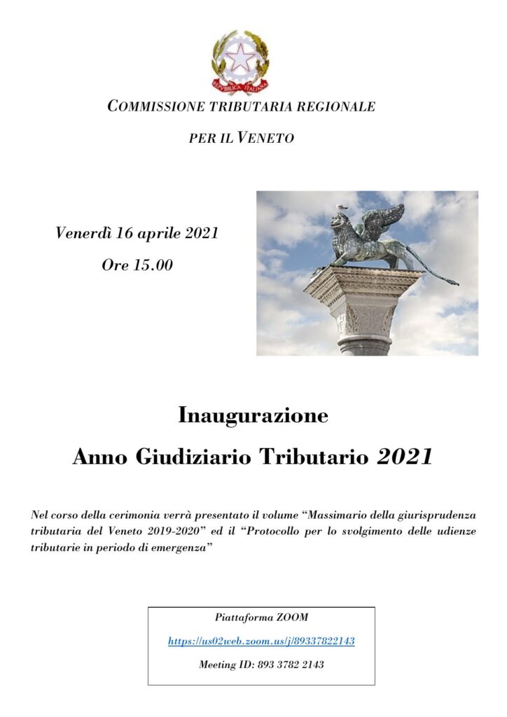 Inaugurazione dell’Anno Giudiziario Tributario 2021