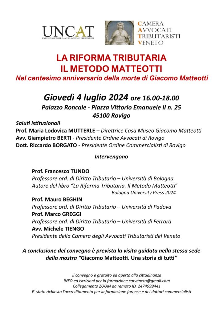 La riforma tributaria: il metodo Matteotti