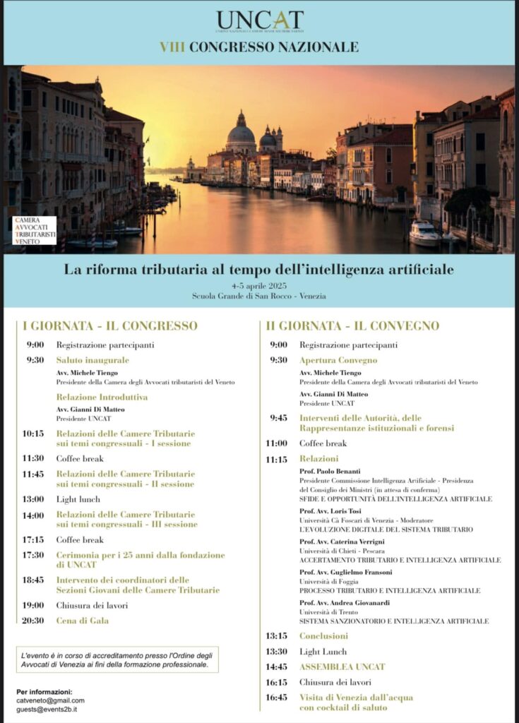 VIII Congresso nazionale UNCAT – La riforma tributaria al tempo dell’intelligenza artificiale